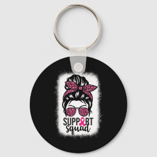 Breast Cancer Awareness Support-squad Messy Bun Wa Keychain