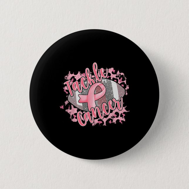 Breast Cancer Awareness Support Squad Tackle Cance Button (Front)