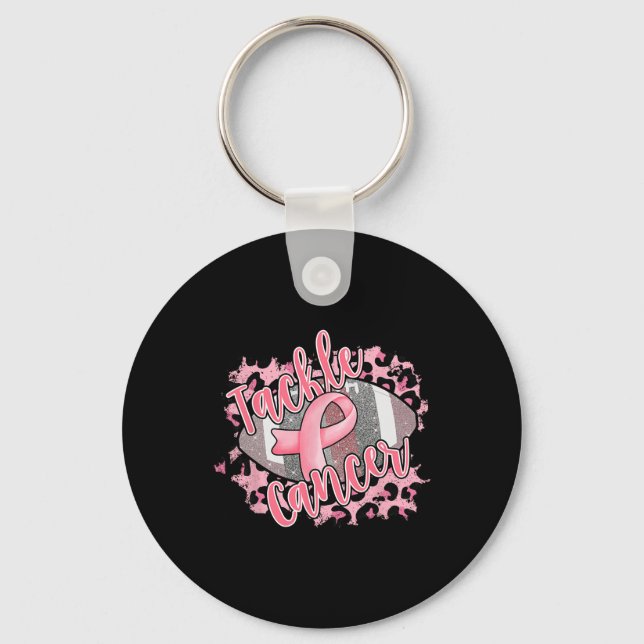 Breast Cancer Awareness Support Squad Tackle Cance Keychain (Front)
