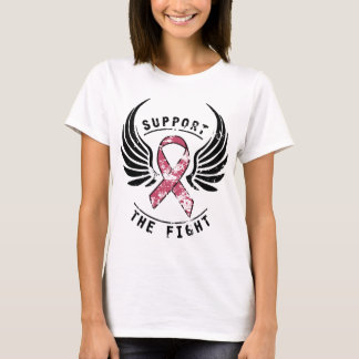 Breast Cancer Awareness Support The Fight Pink Rib T-Shirt