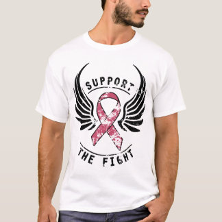 Breast Cancer Awareness Support The Fight Pink Rib T-Shirt