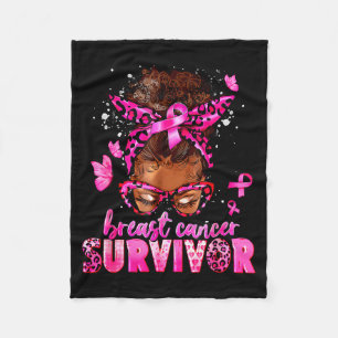 Breast Cancer Awareness Survivor Black Women Melan Fleece Blanket