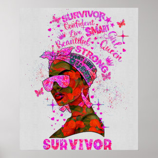 Breast Cancer Awareness Survivor Black Women Melan Poster