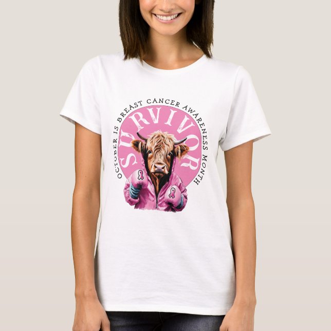 Breast Cancer  Awareness SURVIVOR Cow T-Shirt (Front)