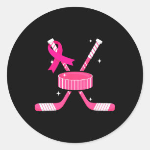 Breast Cancer Awareness Survivors Ice Hockey Pink Classic Round Sticker