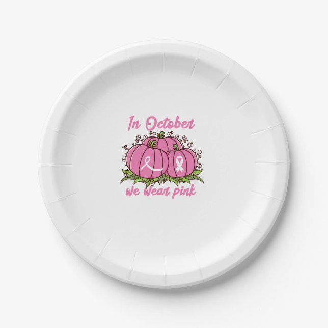 Breast Cancer Awareness Tee October Wear Pink Than Paper Plates (Front)