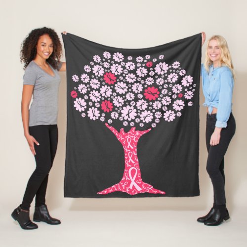 Breast Cancer Awareness Tree Fleece Blanket