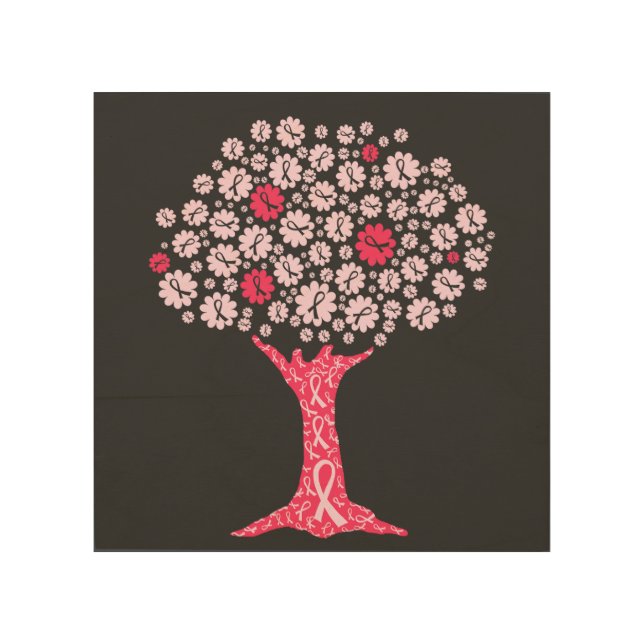 Breast Cancer Awareness Tree Wood Wall Art (Front)