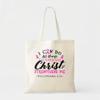 Breast Cancer Awareness TShirt All Things Through  Tote Bag