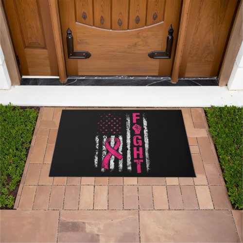 Breast Cancer Awareness USA Flag Doormat