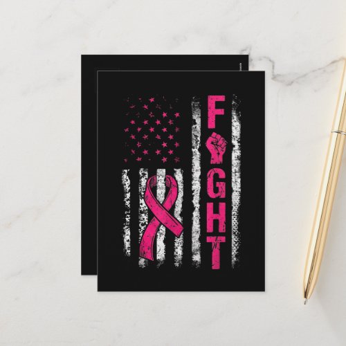 Breast Cancer Awareness USA Flag Holiday Postcard