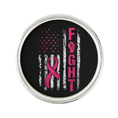 Breast Cancer Awareness USA Flag Lapel Pin