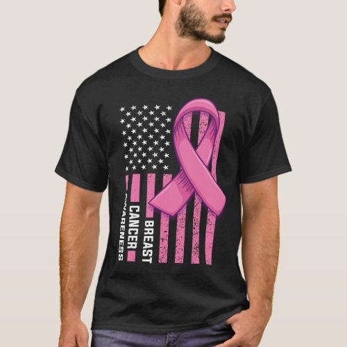 Breast Cancer Awareness USA Flag Pink ShirtBreast T_Shirt