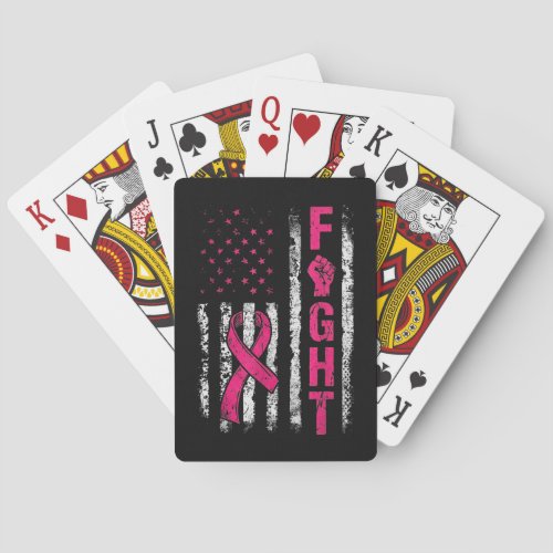 Breast Cancer Awareness USA Flag Poker Cards