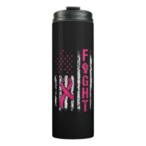 Breast Cancer Awareness USA Flag Thermal Tumbler