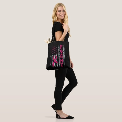 Breast Cancer Awareness USA Flag Tote Bag