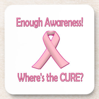 Breast cancer awareness vs cure beverage coaster