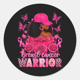 Breast Cancer Awareness Warrior Black Women Classic Round Sticker