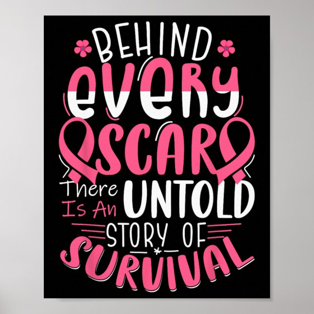 Breast Cancer Awareness Warrior Pink Ribbon Breast Poster (Front)