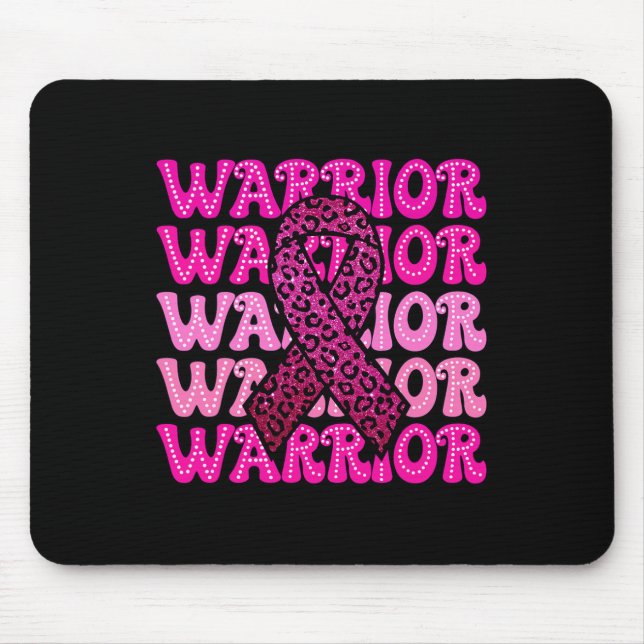 Breast Cancer Awareness Warrior Pink Ribbon Pink O Mouse Pad (Front)