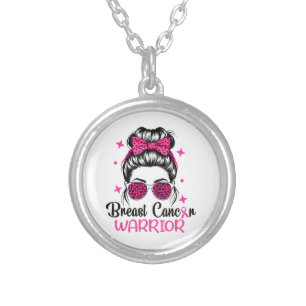 Breast Cancer Awareness Warrior Silver Plated Necklace