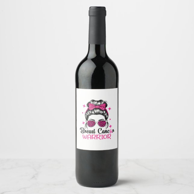 Breast Cancer Awareness Warrior Wine Label (Front)