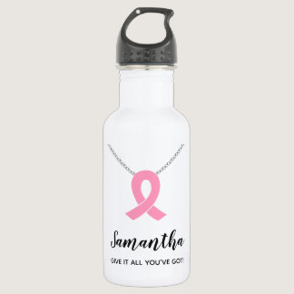 Breast Cancer Awareness Water Bottle, Custom 18 oz Stainless Steel Water Bottle