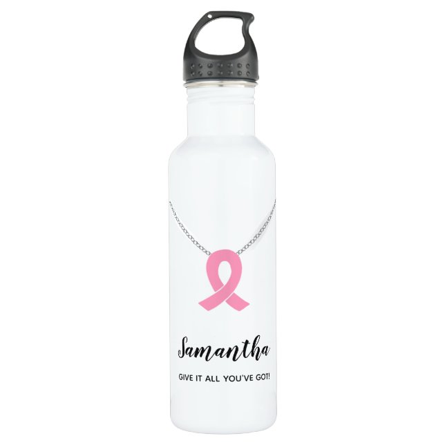 Breast Cancer Awareness Water Bottle, Customizable Stainless Steel Water Bottle (Front)
