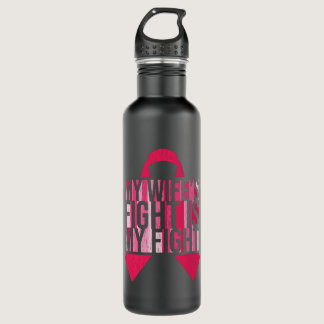 Breast Cancer Awareness Wife Husband Matching Stainless Steel Water Bottle