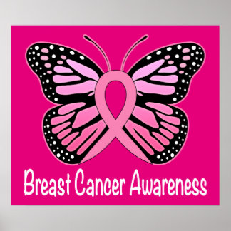 Breast Cancer Awareness with Butterfly Ribbon Poster