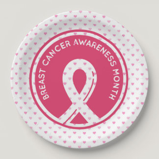 Breast Cancer Awareness with Pink heart Paper Plates