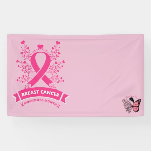 Breast Cancer Awareness with Pink Ribbon   Banner