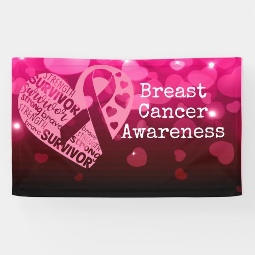 Breast Cancer Awareness with Pink Ribbon  Banner