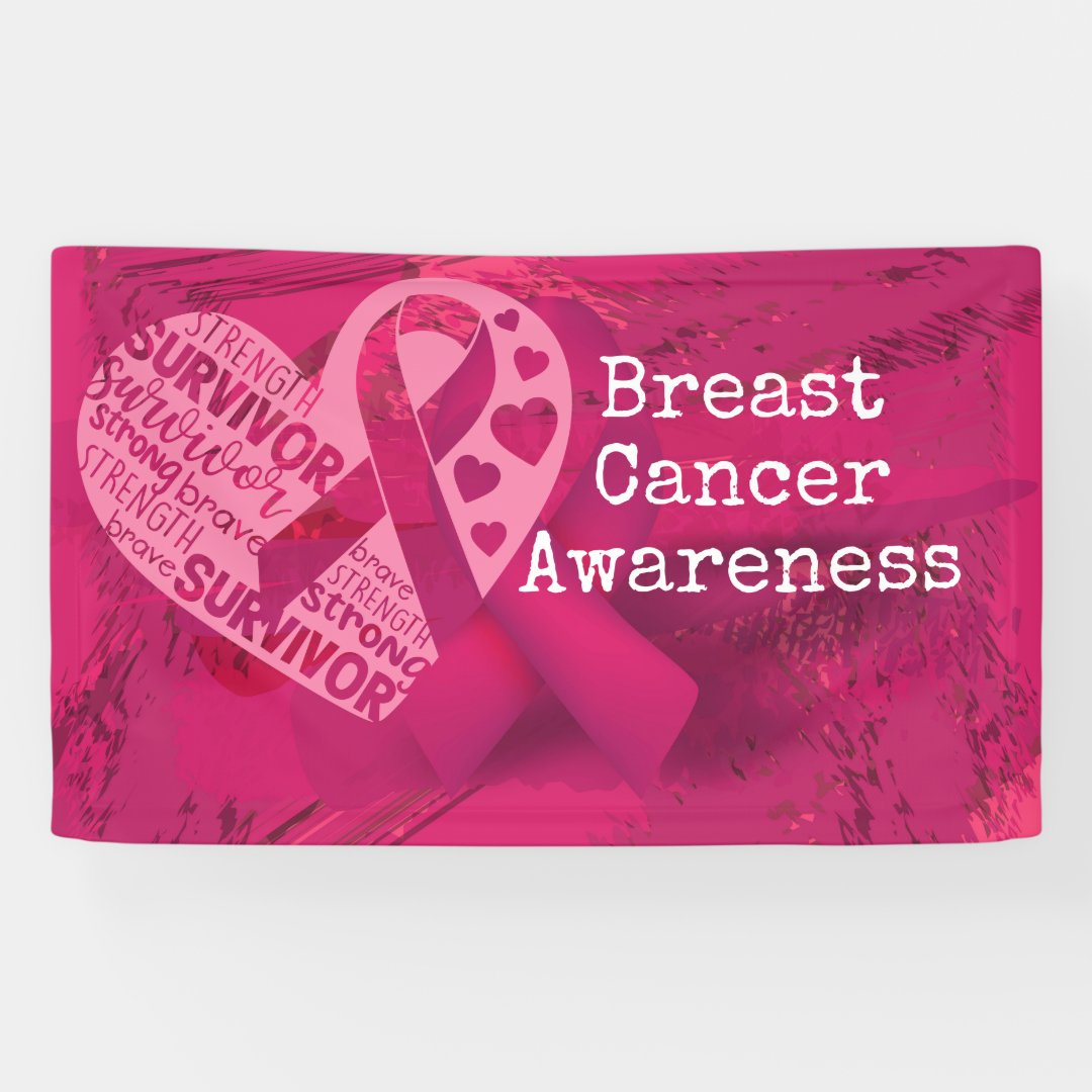 Breast Cancer Awareness With Pink Ribbon Banner 