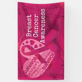 Breast Cancer Awareness with Pink Ribbon Banner | Zazzle