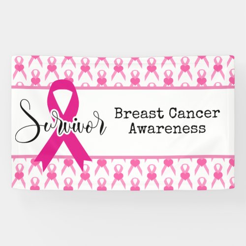Breast Cancer Awareness with Pink Ribbon   Banner