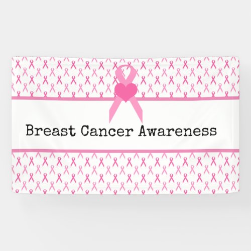 Breast Cancer Awareness with Pink Ribbon   Banner