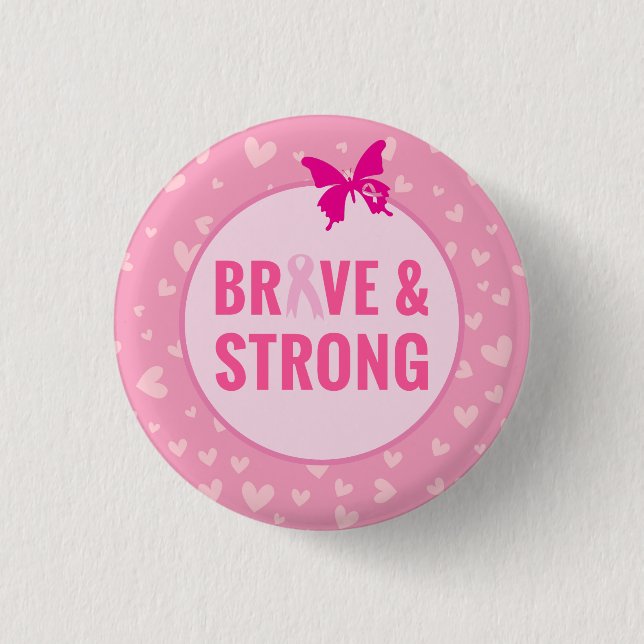Breast Cancer Awareness with Pink Ribbon   Button (Front)