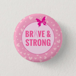 Breast Cancer Awareness with Pink Ribbon   Button