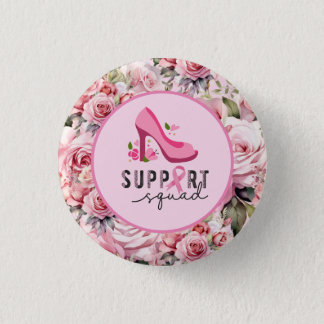 Breast Cancer Awareness with Pink Ribbon Button