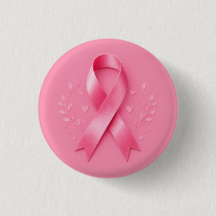 Breast Cancer Awareness with Pink Ribbon Button