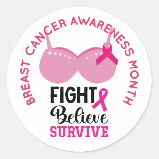 Breast Cancer Awareness with Pink Ribbon  Classic  Classic Round Sticker