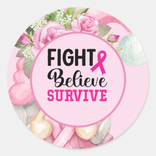 Breast Cancer Awareness with Pink Ribbon  Classic Round Sticker