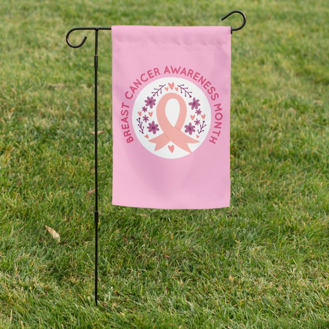 Breast Cancer Awareness with Pink Ribbon Garden Flag (In SItu)