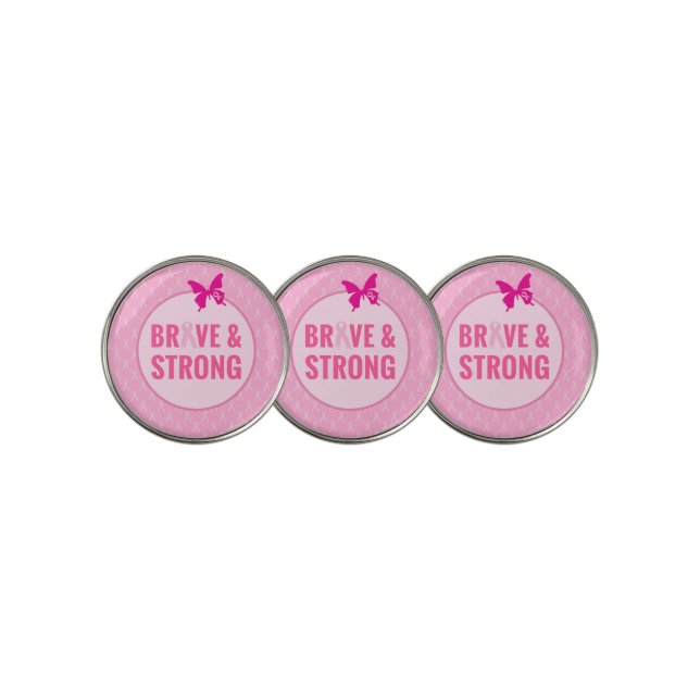 Breast Cancer Awareness with Pink Ribbon   Golf Ball Marker (3 Up)