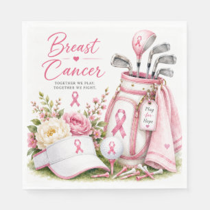 Breast Cancer Awareness with Pink ribbon golf Napkins