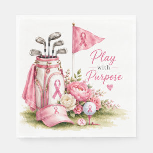 Breast Cancer Awareness with Pink ribbon golf Napkins