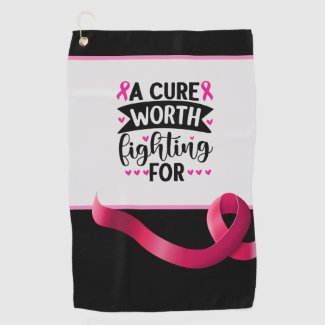 Breast Cancer Awareness with Pink Ribbon Golf Towel