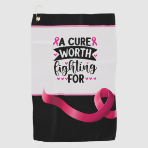 Breast Cancer Awareness with Pink Ribbon Golf Towel
