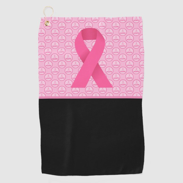 Breast Cancer Awareness with Pink Ribbon  Golf Towel (Front)